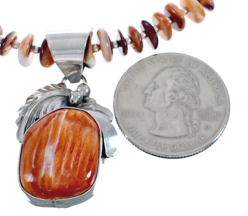 Oyster Shell Navajo Silver Bead Necklace Pendant Set JX125424